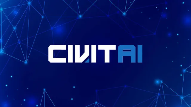 The Civitai wordmark over a dark blue network of connected points.