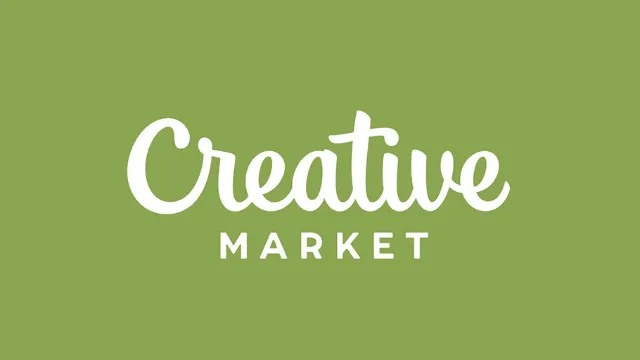 The Creative Market wordmark in white on olive green.