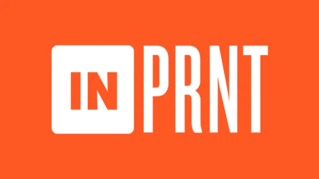 The INPRNT wordmark in white on orange.
