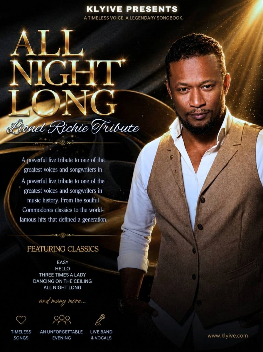 Klyive Lionel Richie tribute poster with a standing portrait.
